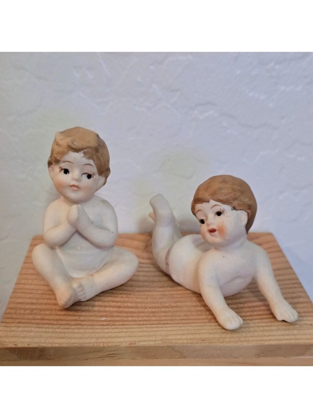 Vintage Bradley Bisque Porcelain Cherub Figurines Set Of 2 3"-4" Japan